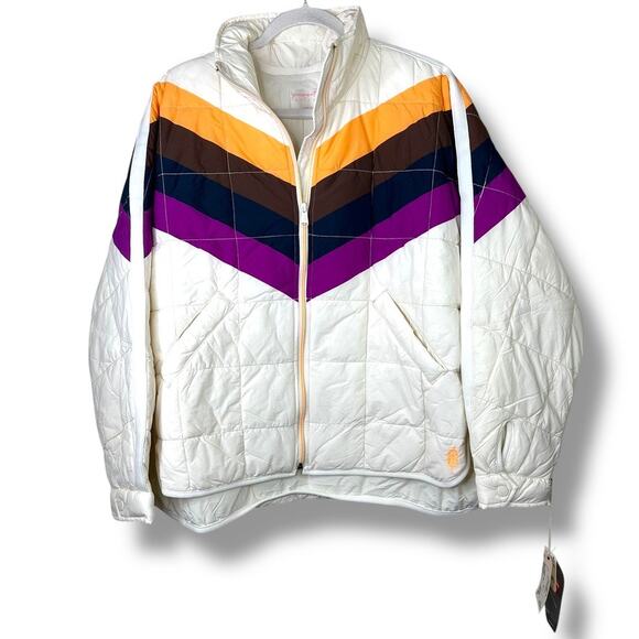 FP Movement x Hatch NWT Ivory Chevron Combo Printed Maternity Puffer Jacket - Picture 3 of 10